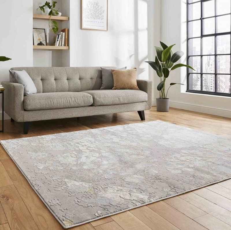 Apollo 2677 Modern Abstract Distressed Rugs in Grey Gold