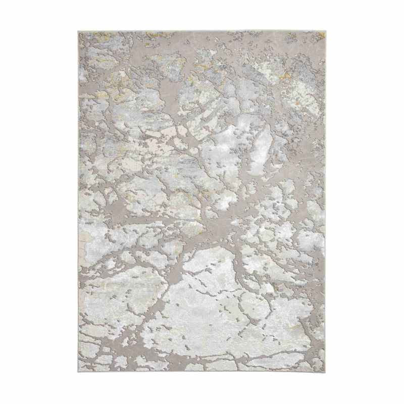 Apollo 2677 Modern Abstract Distressed Rugs in Grey Gold