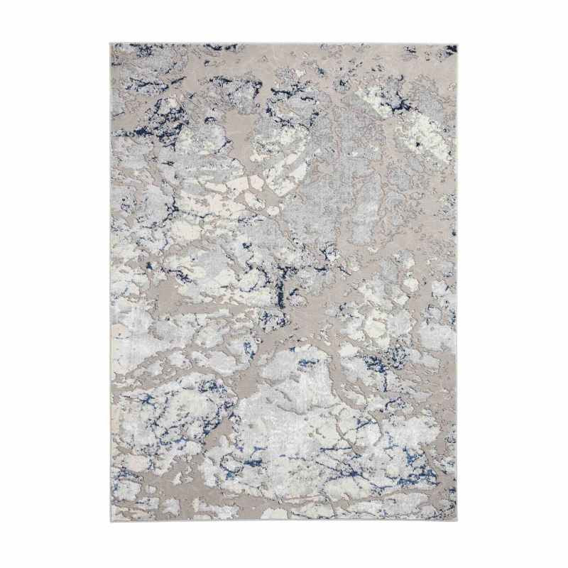Apollo 2677 Modern Abstract Distressed Rugs in Grey Navy