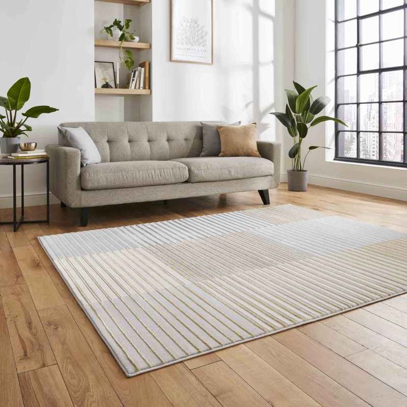Apollo 2681 Modern Geometric Block Rugs in Grey Gold