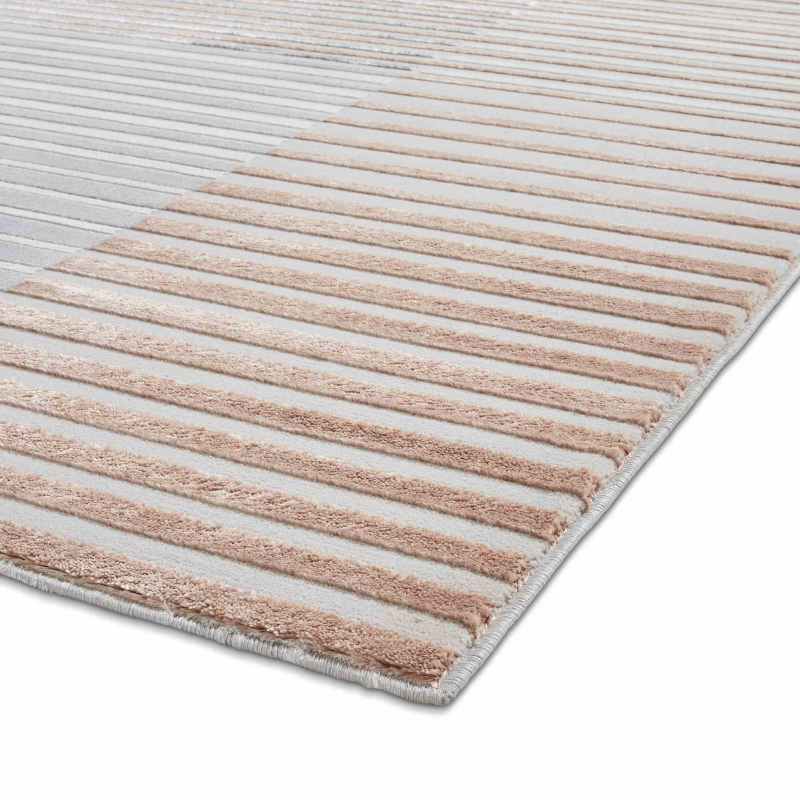 Apollo 2681 Modern Geometric Block Rugs in Grey Rose Pink
