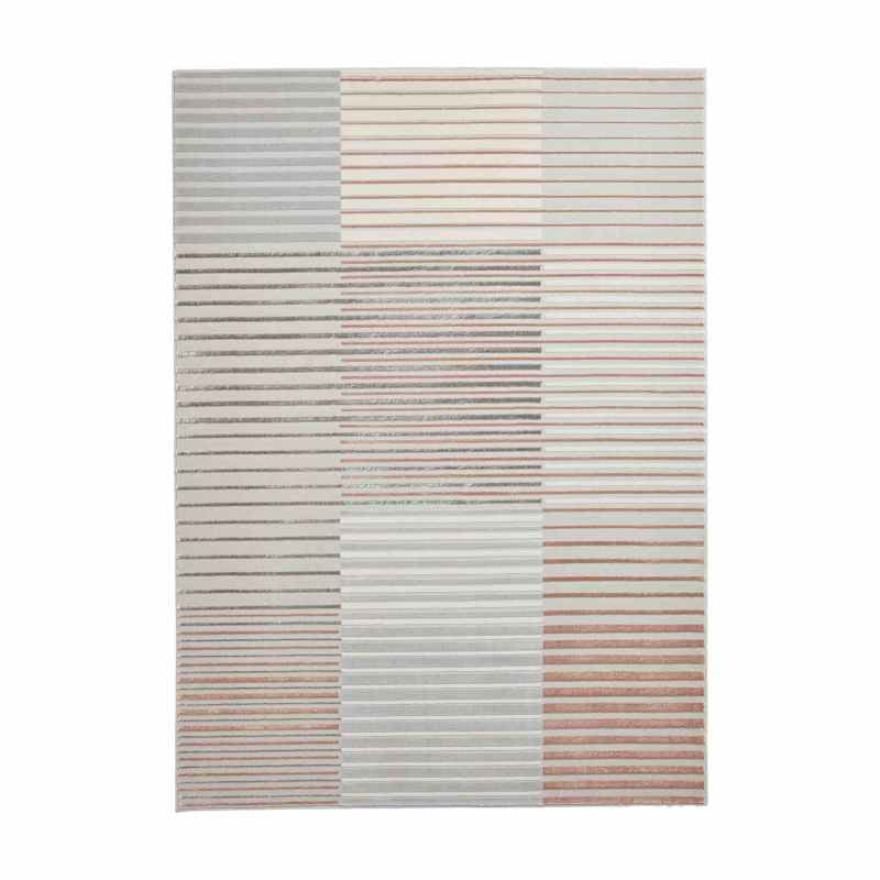Apollo 2681 Modern Geometric Block Rugs in Grey Rose Pink