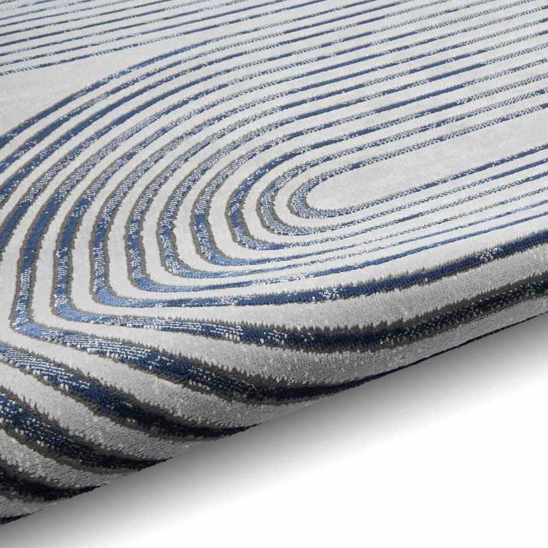 Apollo 2683 Modern Art Deco Geometric Rugs in Grey Navy Blue