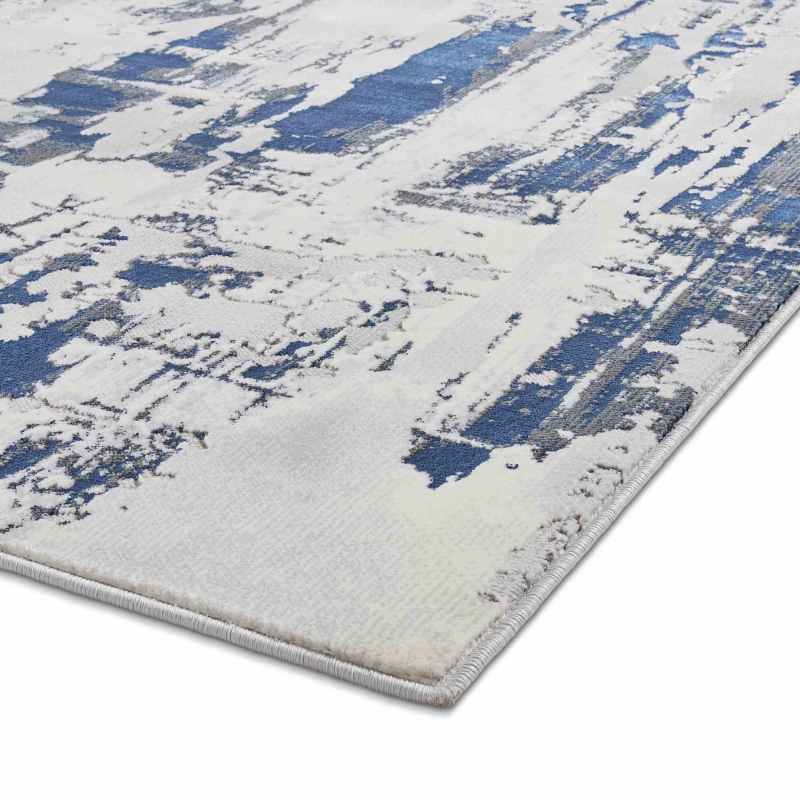 Apollo GR579 Modern Abstract Distressed Rugs in Grey Navy Blue
