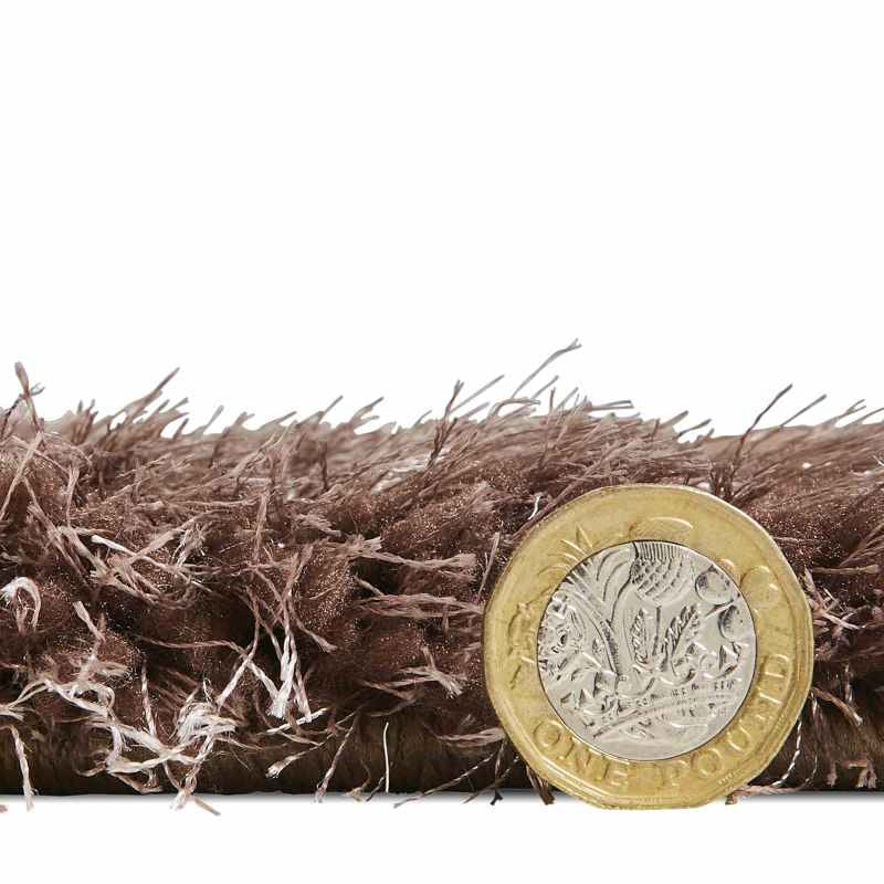 Olympia GR224 Modern Geometric Shaggy Rugs in Beige Brown