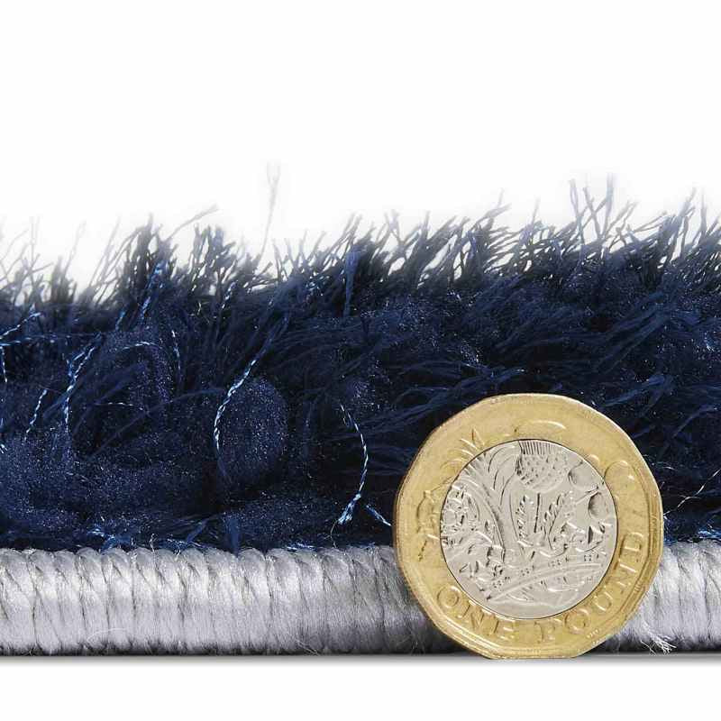 Olympia GR224 Modern Geometric Shaggy Rugs in Grey Navy