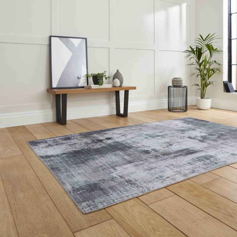 Rio G5536 Modern Distressed Abstract Rug in Grey