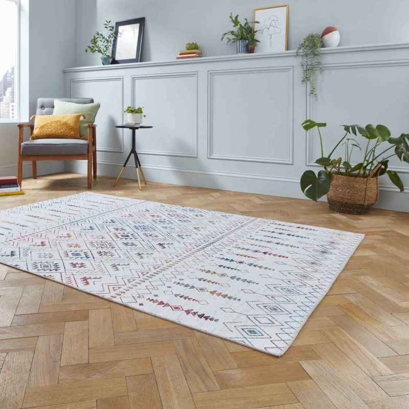 Rio K5308 Modern Distressed Aztec Rug in Multi