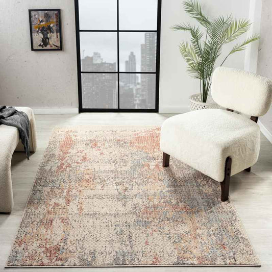 Alia 860GC Distressed Abstract Rugs in Beige Rose