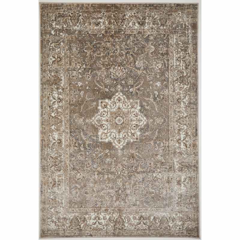Vintage 865AC Traditional Border Medallion Rugs in Anthra Grey