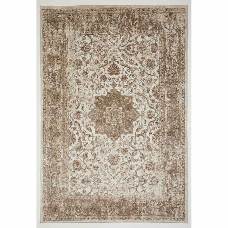 Vintage 865AC Traditional Border Medallion Rugs in Cream Light Beige
