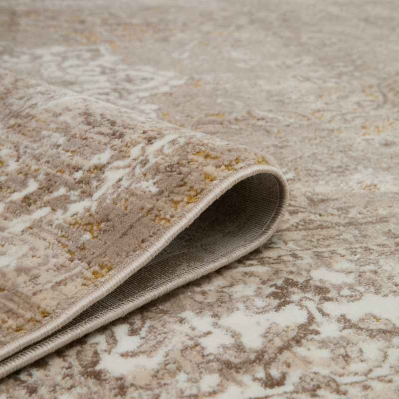 Vintage 865AC Traditional Border Medallion Rugs in Ochre Yellow
