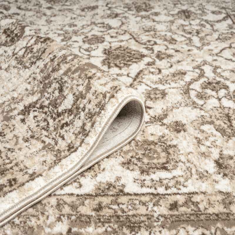 Vintage 865AC Traditional Border Motif Runner Rugs in Cream Light Beige