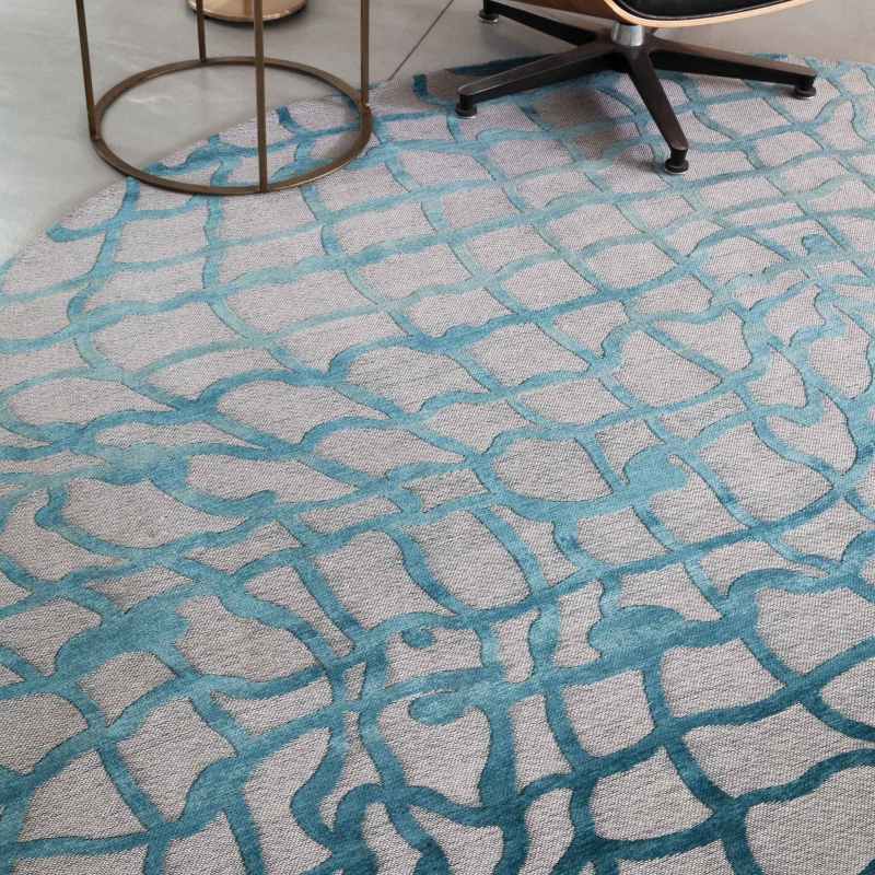 Louis De Poortere Mad Men Dedalo Circle Rugs 9203 in Blue Marine