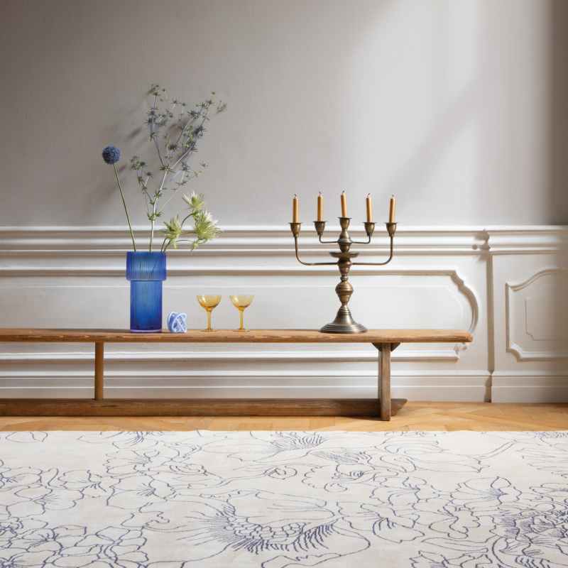 Linear Floral 162508 Rugs by Ted Baker in Blue