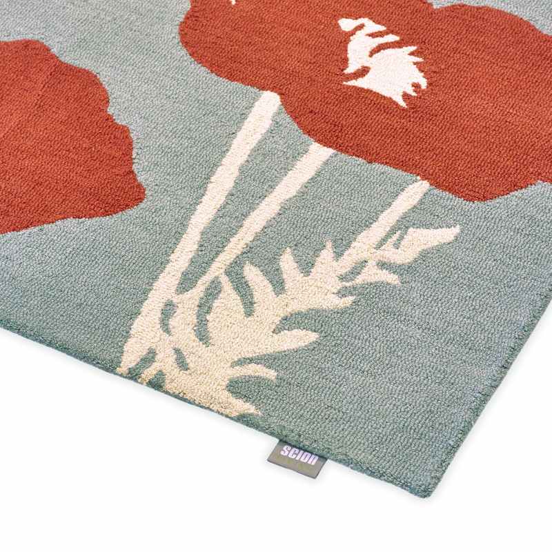 Poppy Pop 124800 Wool Rugs by Scion in Sage Poppy