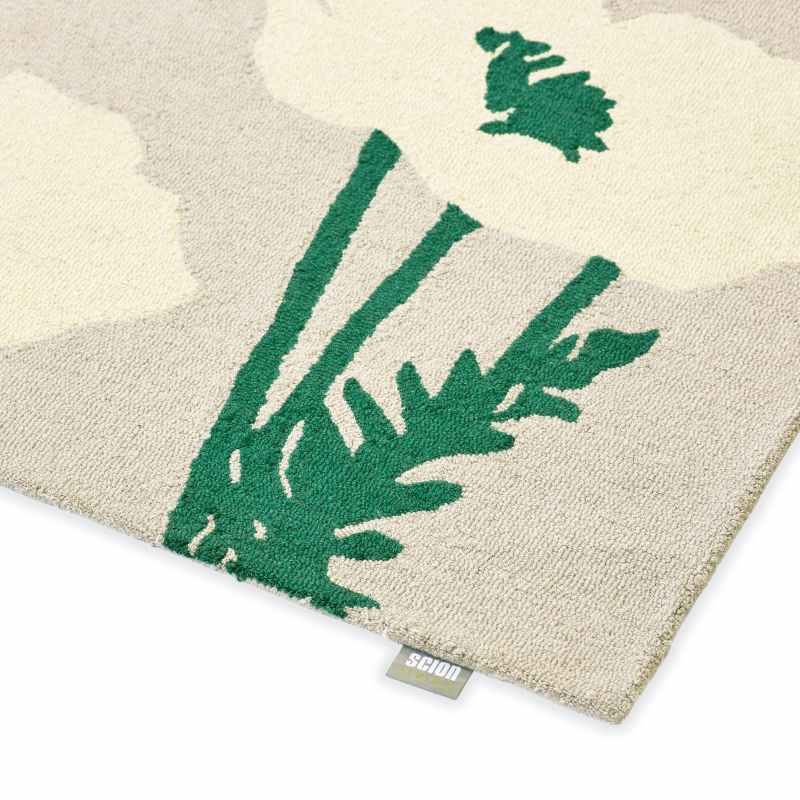 Poppy Pop 124807 Wool Rugs by Scion in Parchment Gecko
