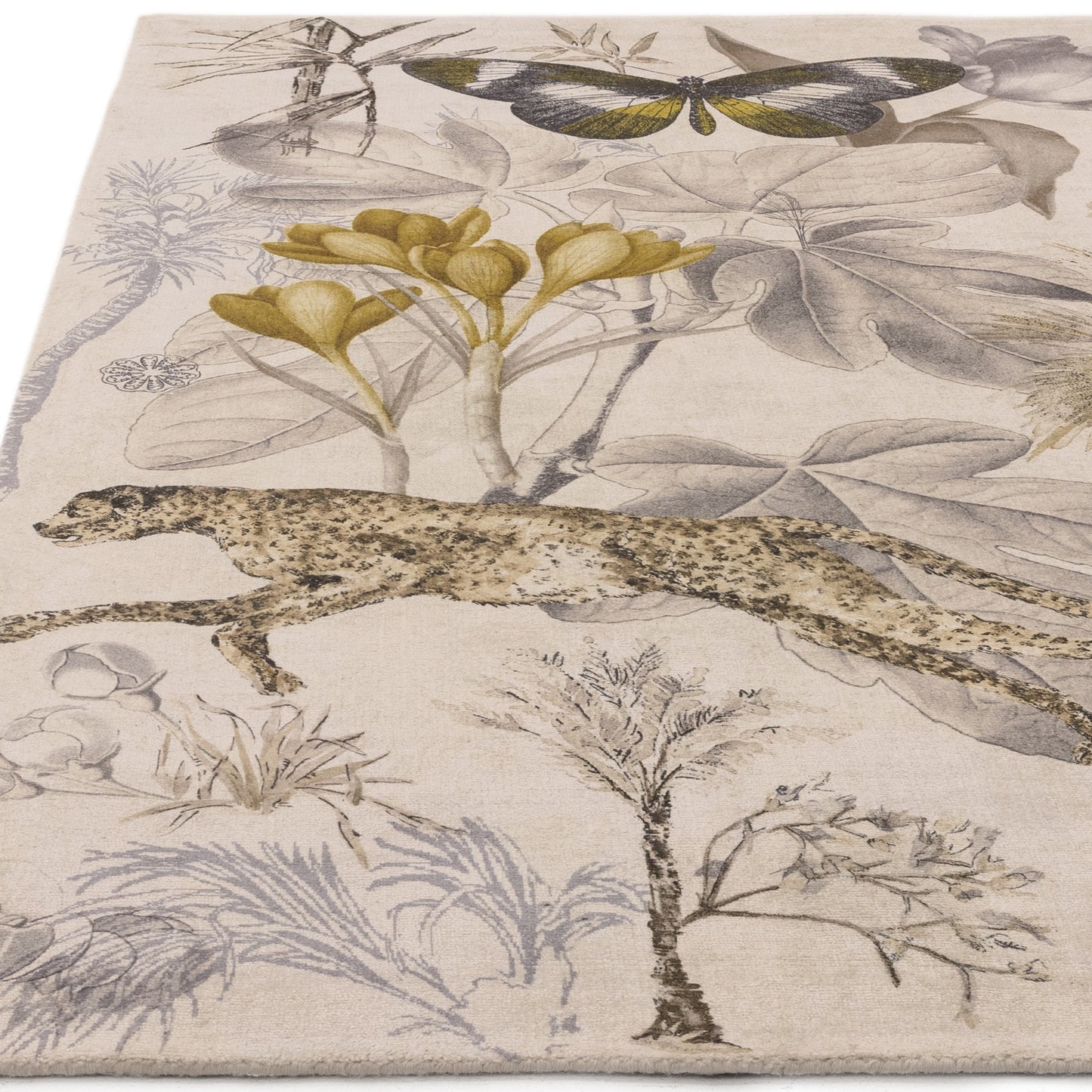 Botany Rug by Clarke & Clarke in Charcoal Chartreuse