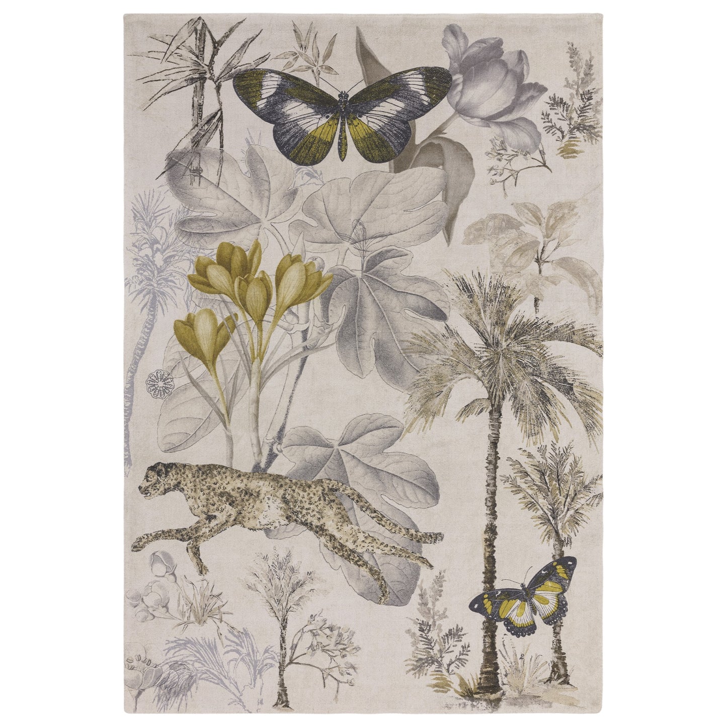Botany Rug by Clarke & Clarke in Charcoal Chartreuse