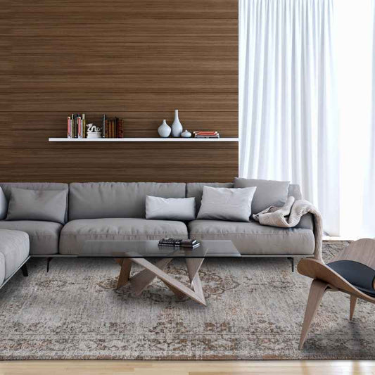 Louis De Poortere Fading World Medallion Rugs 8257 Grey Ebony