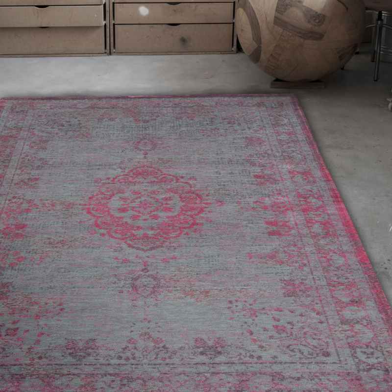 Louis De Poortere Traditional Fading World Medallion Designer Rugs 8261 Pink Flash