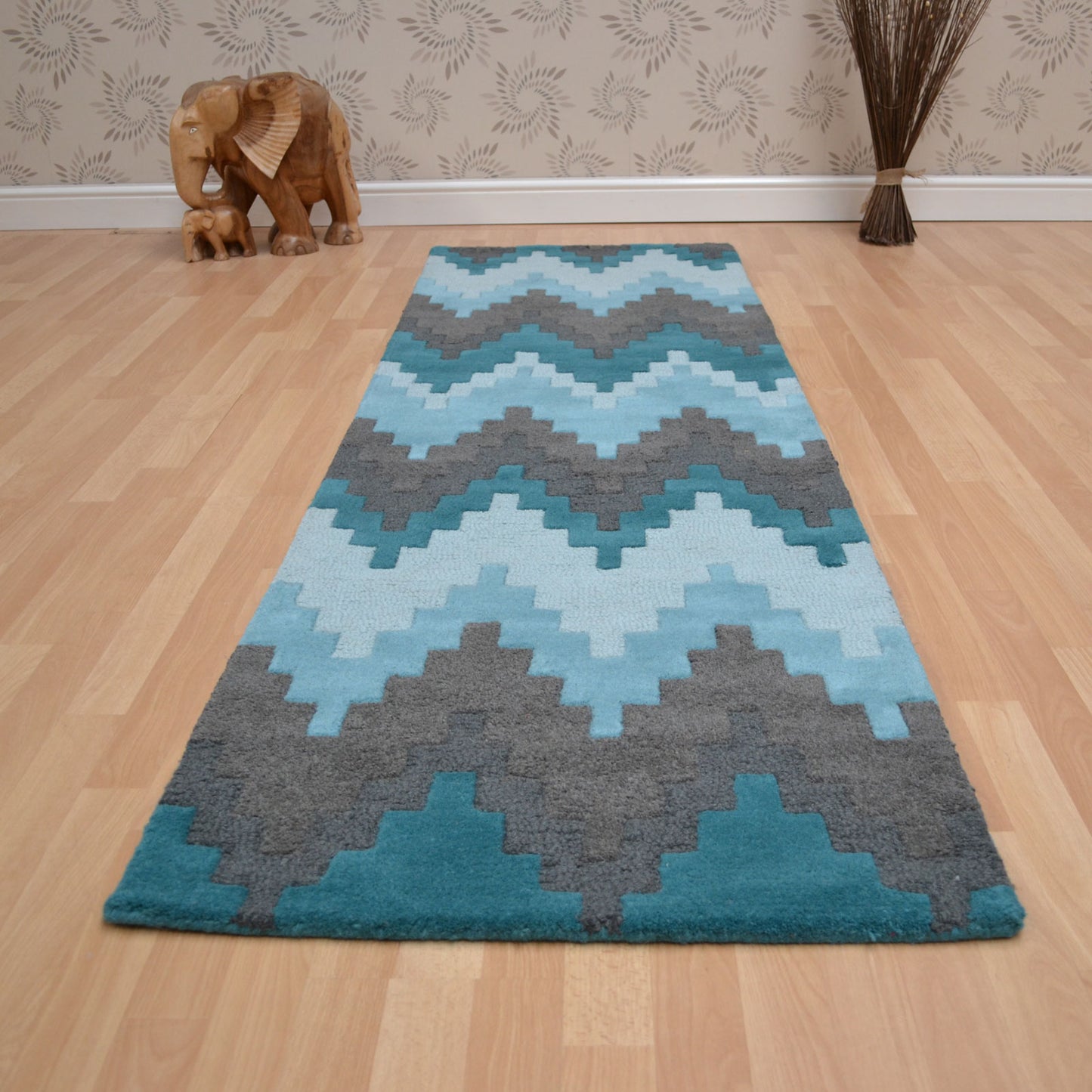Matrix MAX21 Cuzzo Hallway Runner Rugs in Teal Blue