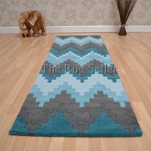 Matrix MAX21 Cuzzo Hallway Runner Rugs in Teal Blue