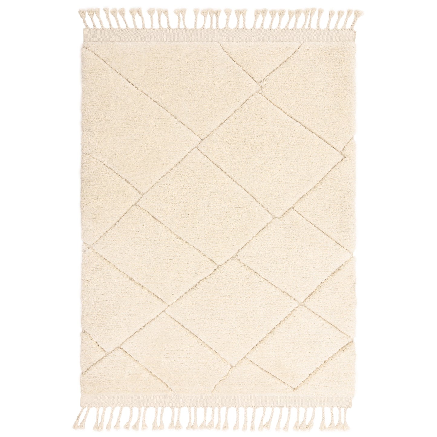 Fes FE01 Moroccan Berber Carved Boho Rugs in Cream White
