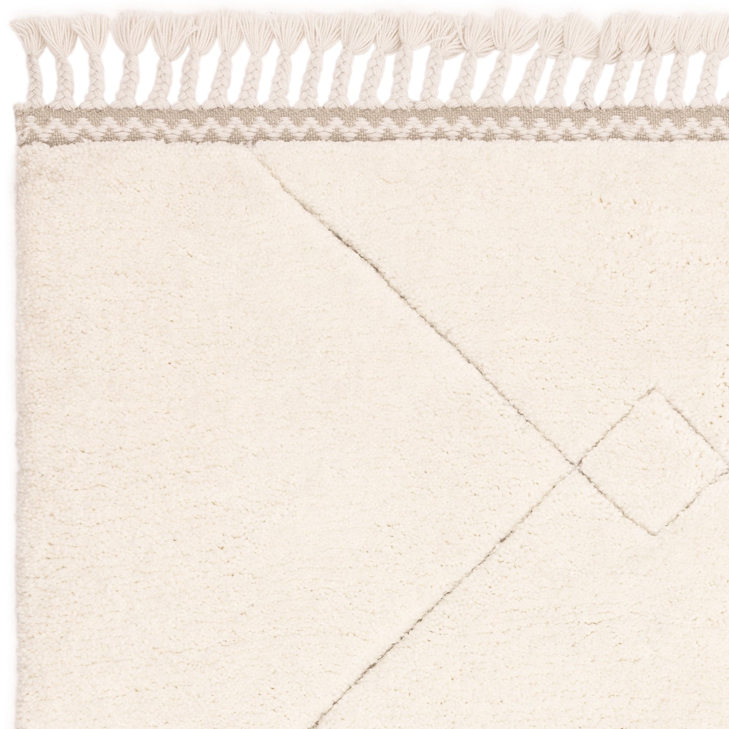 Fes FE03 Moroccan Berber Carved Boho Rugs in Cream White