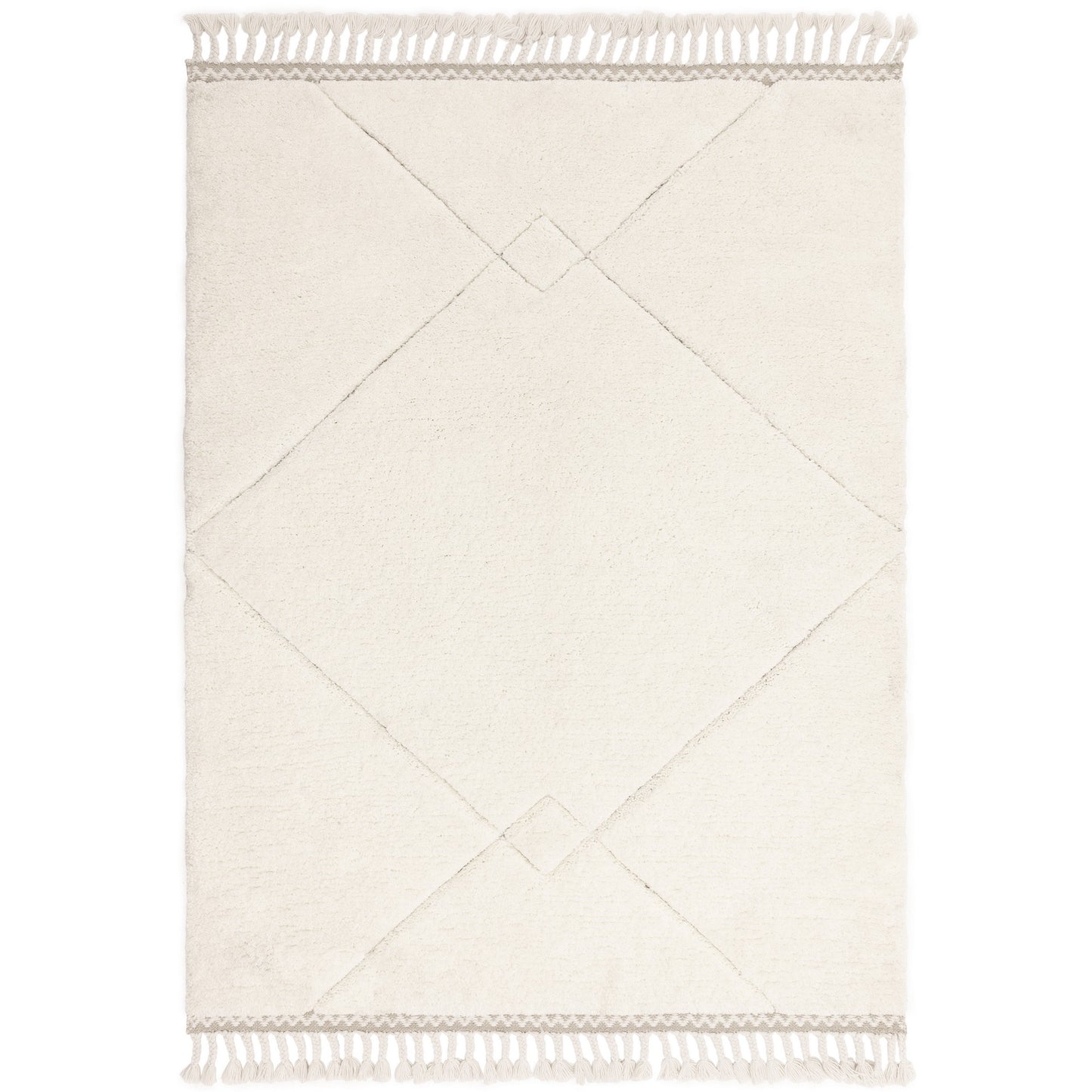 Fes FE03 Moroccan Berber Carved Boho Rugs in Cream White