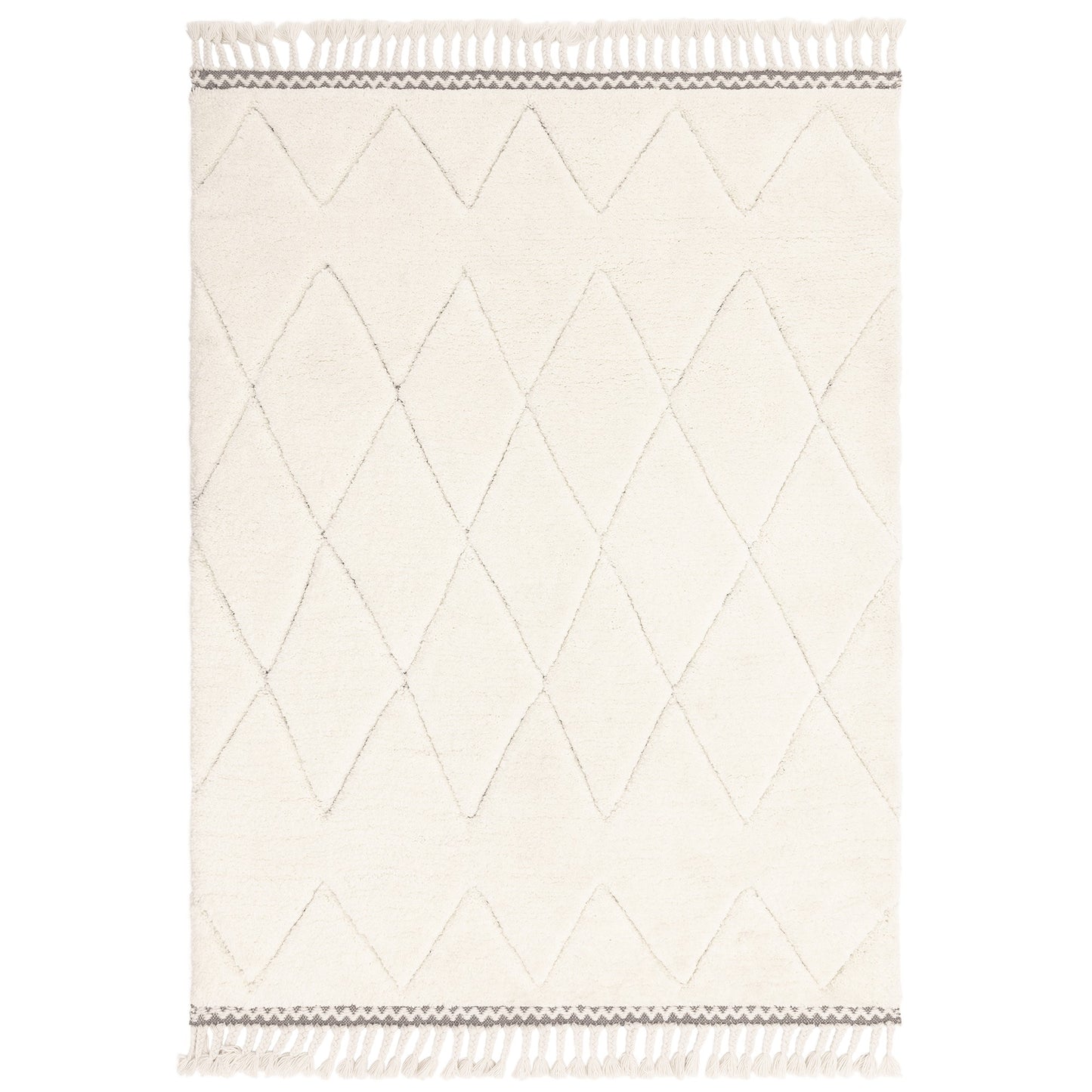 Fes FE05 Moroccan Berber Carved Boho Rugs in Cream White