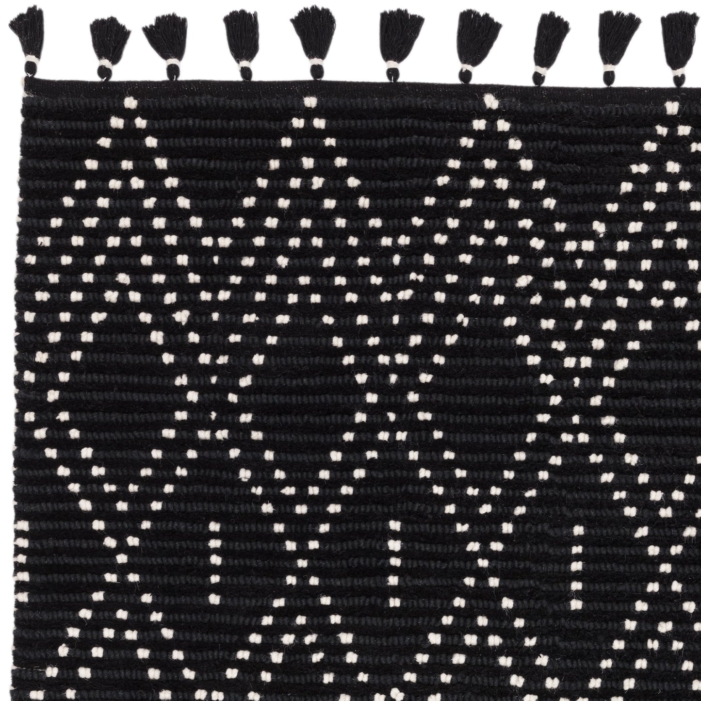Nepal Boho Diamond Berber Wool Rugs in Black Cream