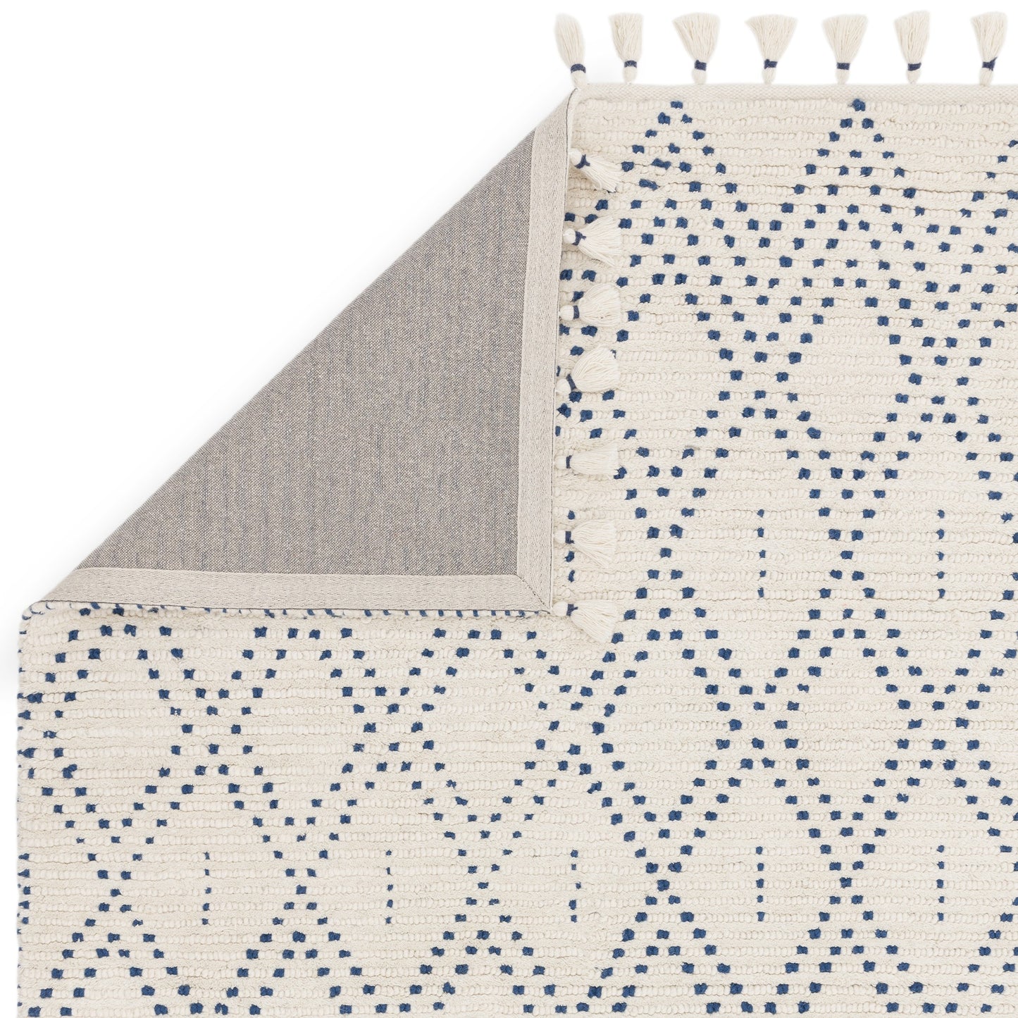Nepal Boho Diamond Berber Wool Rugs in Cream Blue