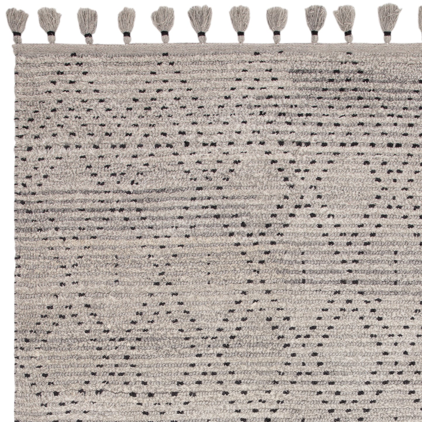 Nepal Boho Diamond Berber Wool Rugs in Grey Black
