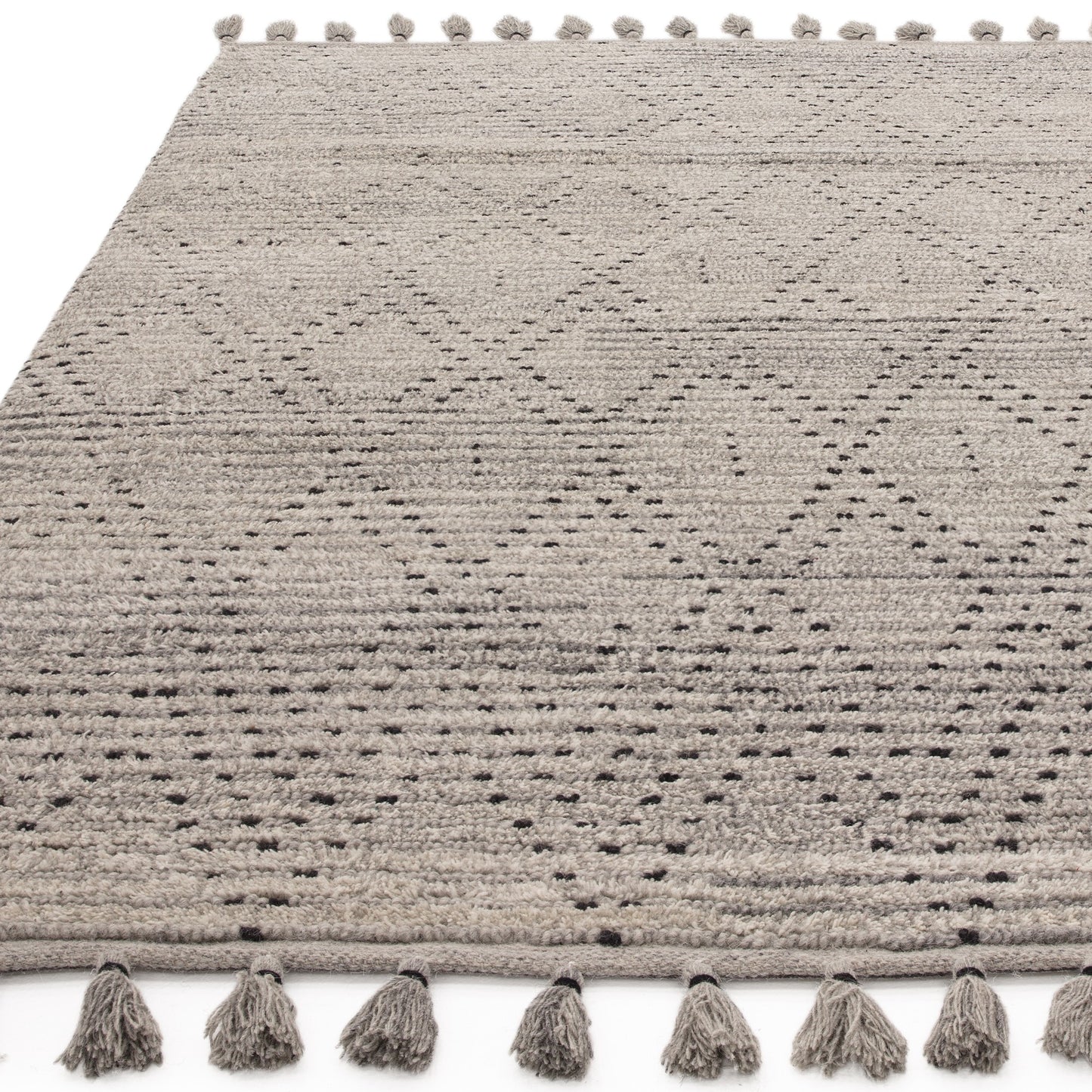 Nepal Boho Diamond Berber Wool Rugs in Grey Black