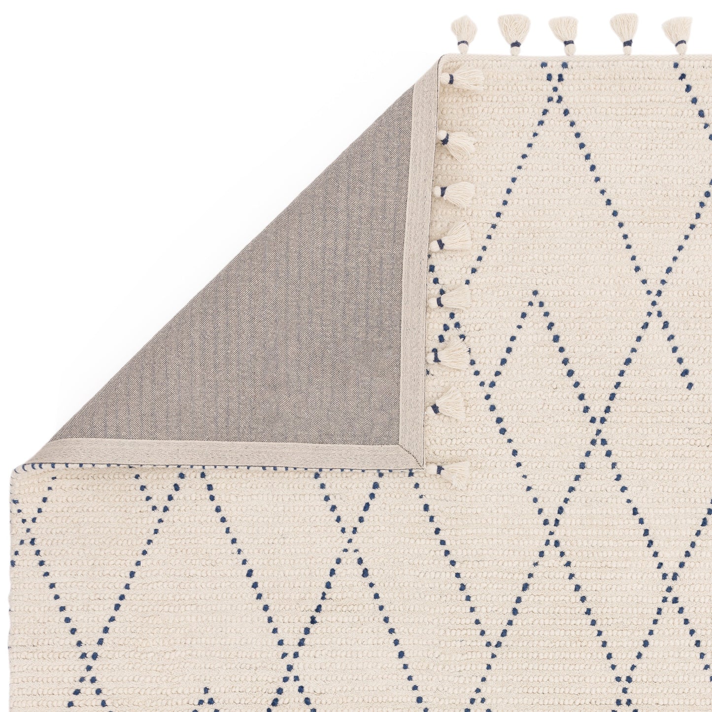 Nepal Boho Linear Berber Wool Rugs in Cream Blue