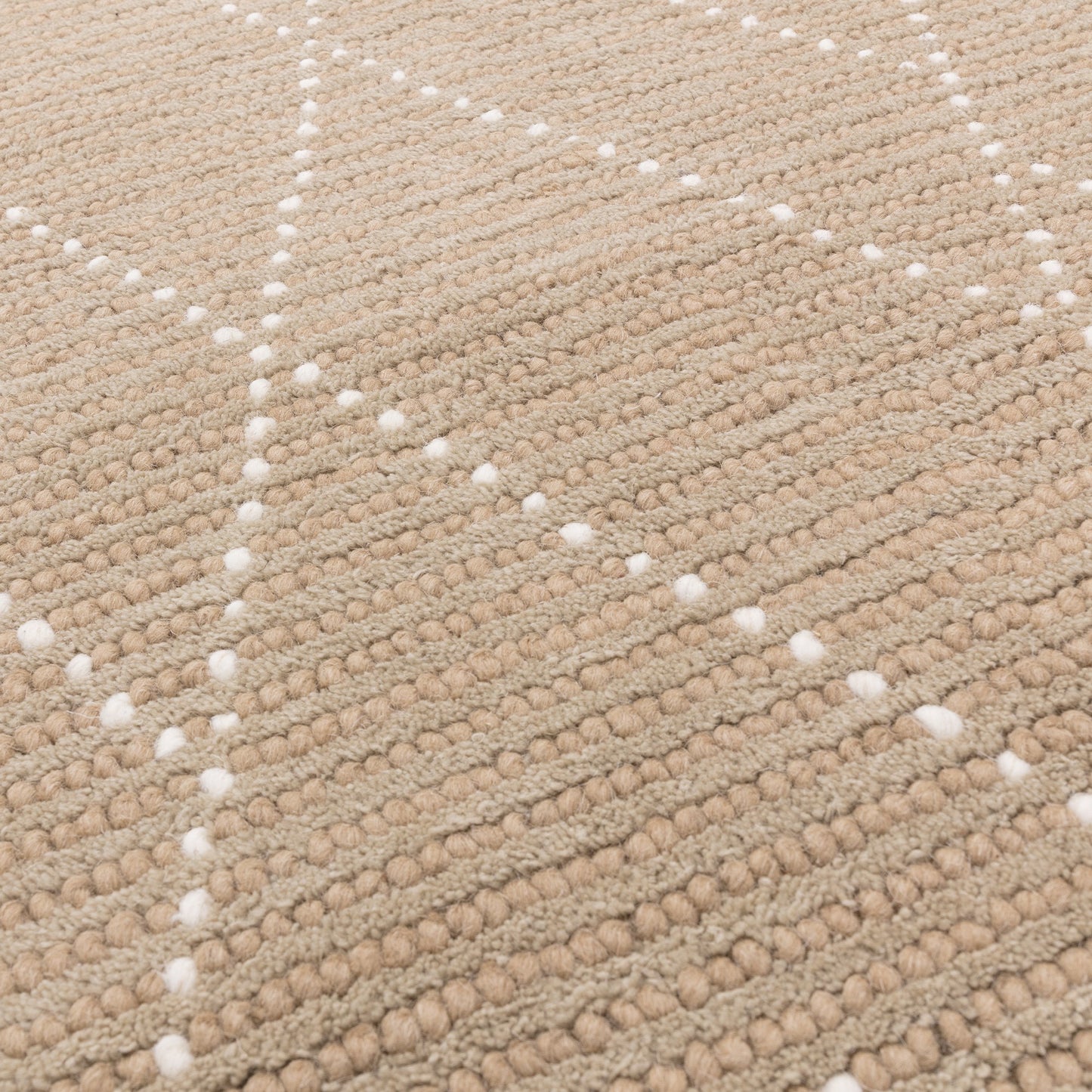 Nepal Boho Linear Berber Wool Rugs in Sand Cream