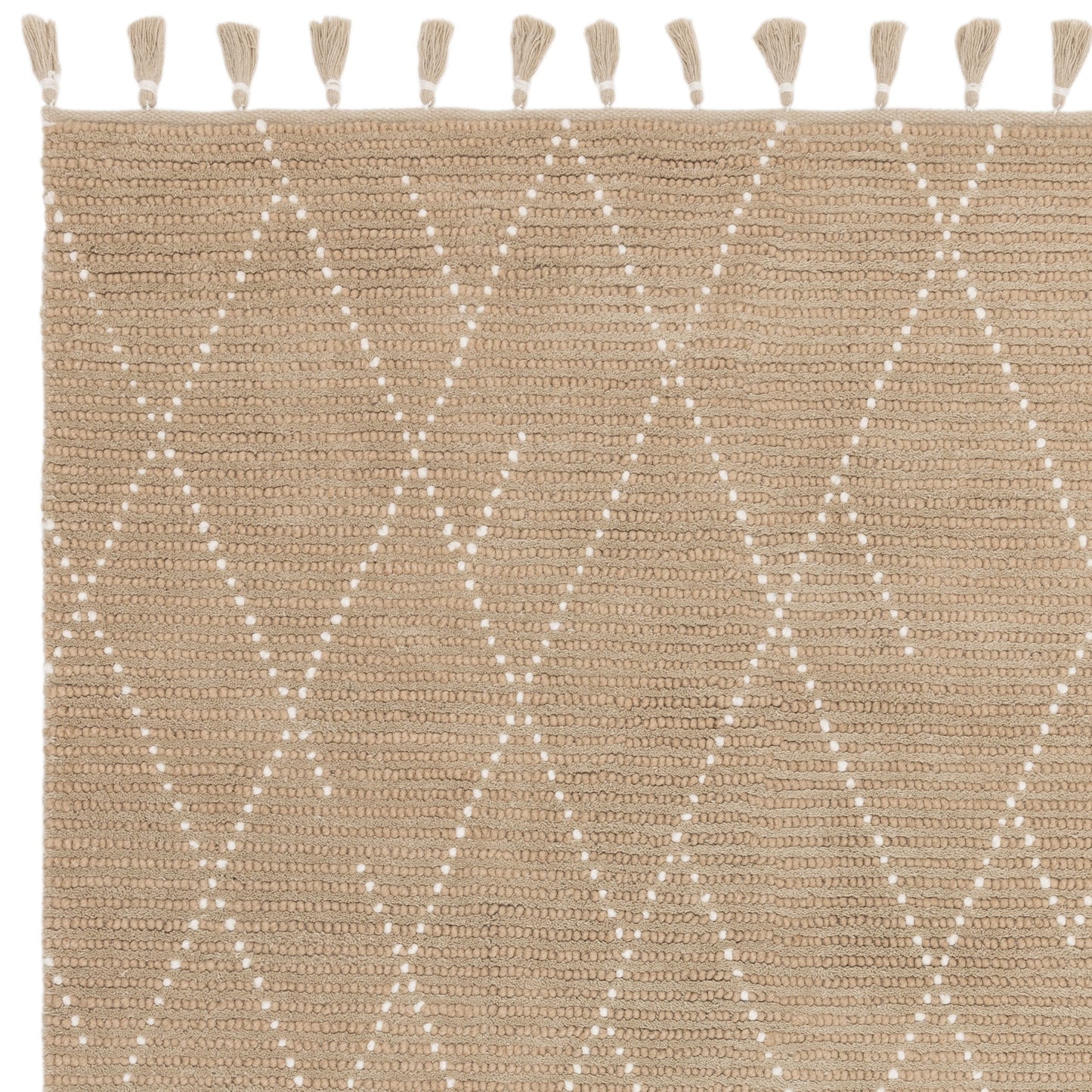 Nepal Boho Linear Berber Wool Rugs in Sand Cream