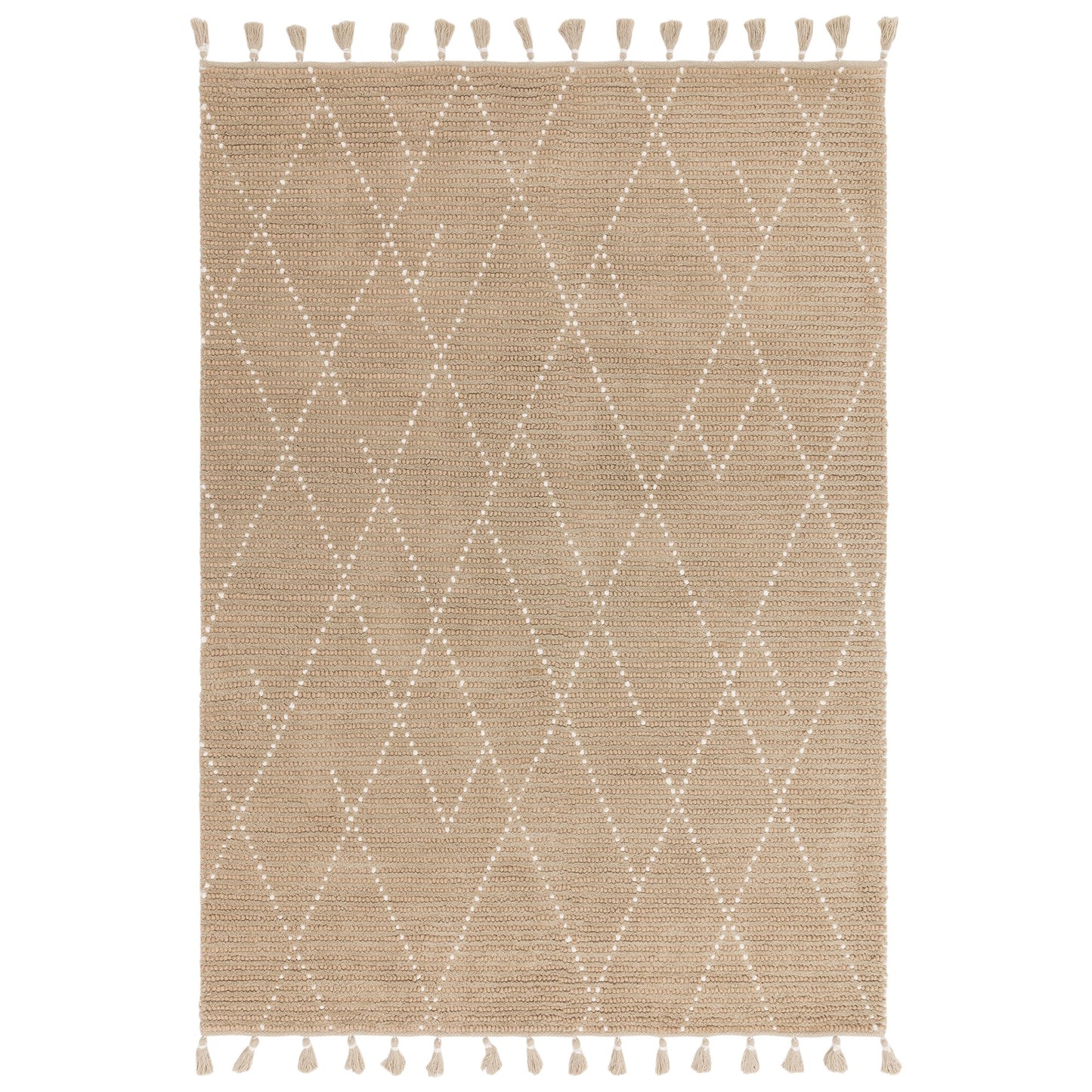 Nepal Boho Linear Berber Wool Rugs in Sand Cream