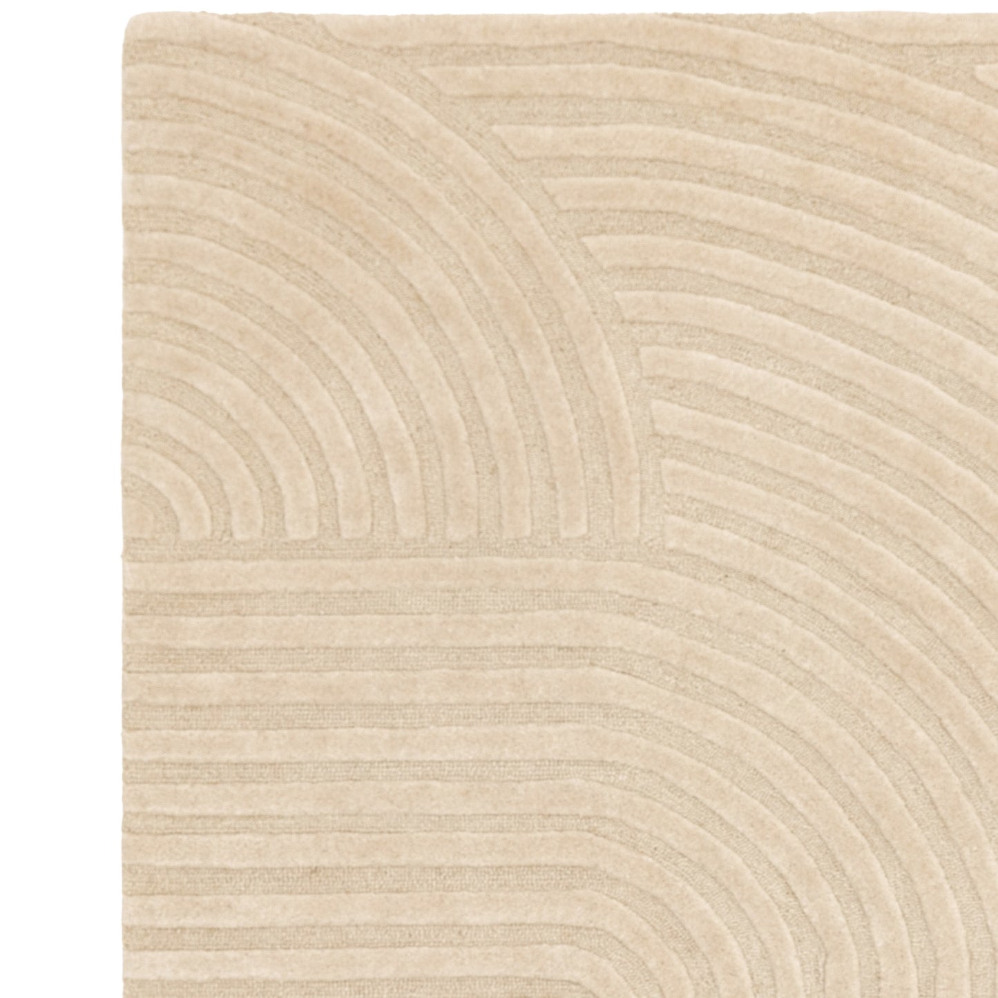 Hague Geometric Textured Wool Rugs in Sand Beige