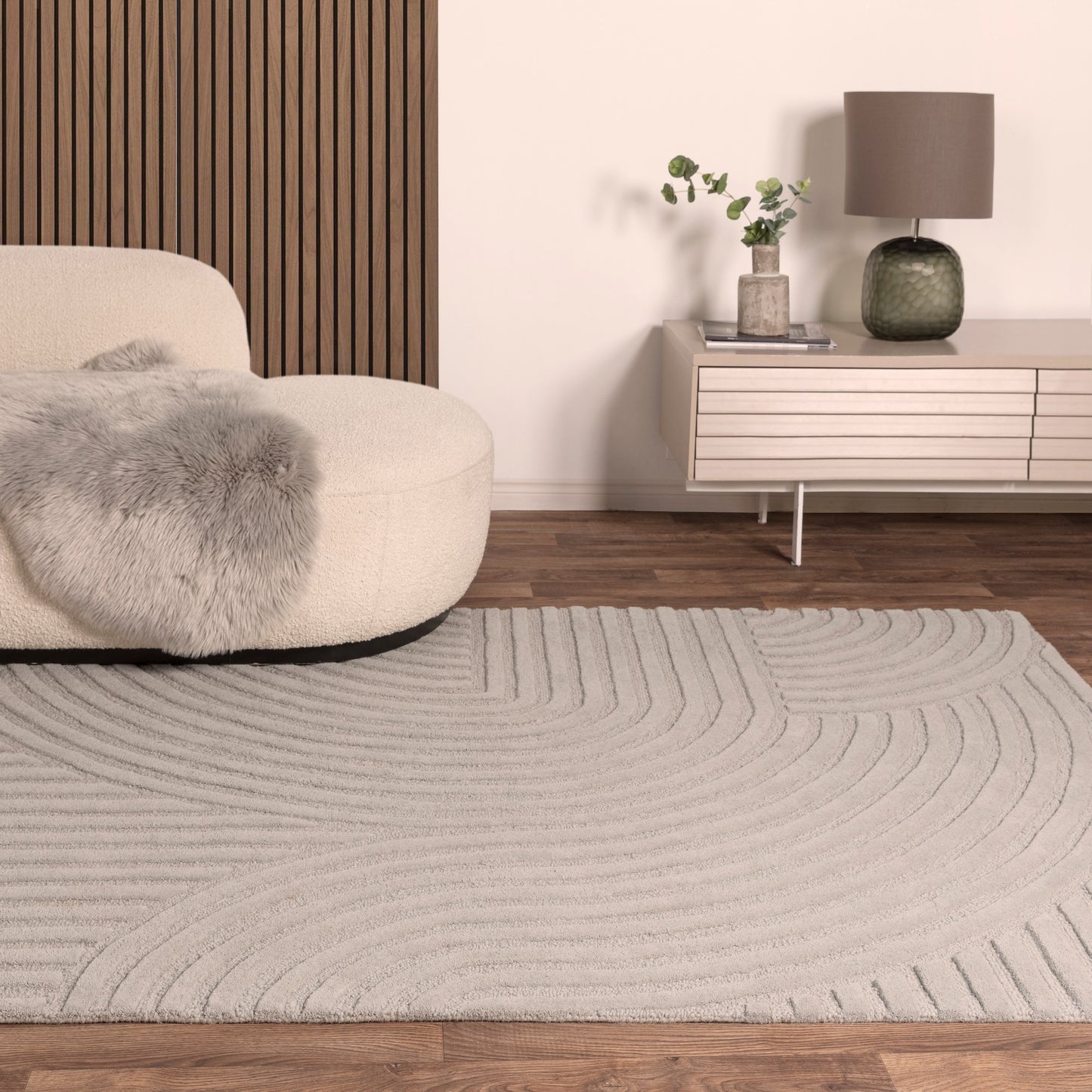 Hague Geometric Textured Wool Rugs in Silver Grey
