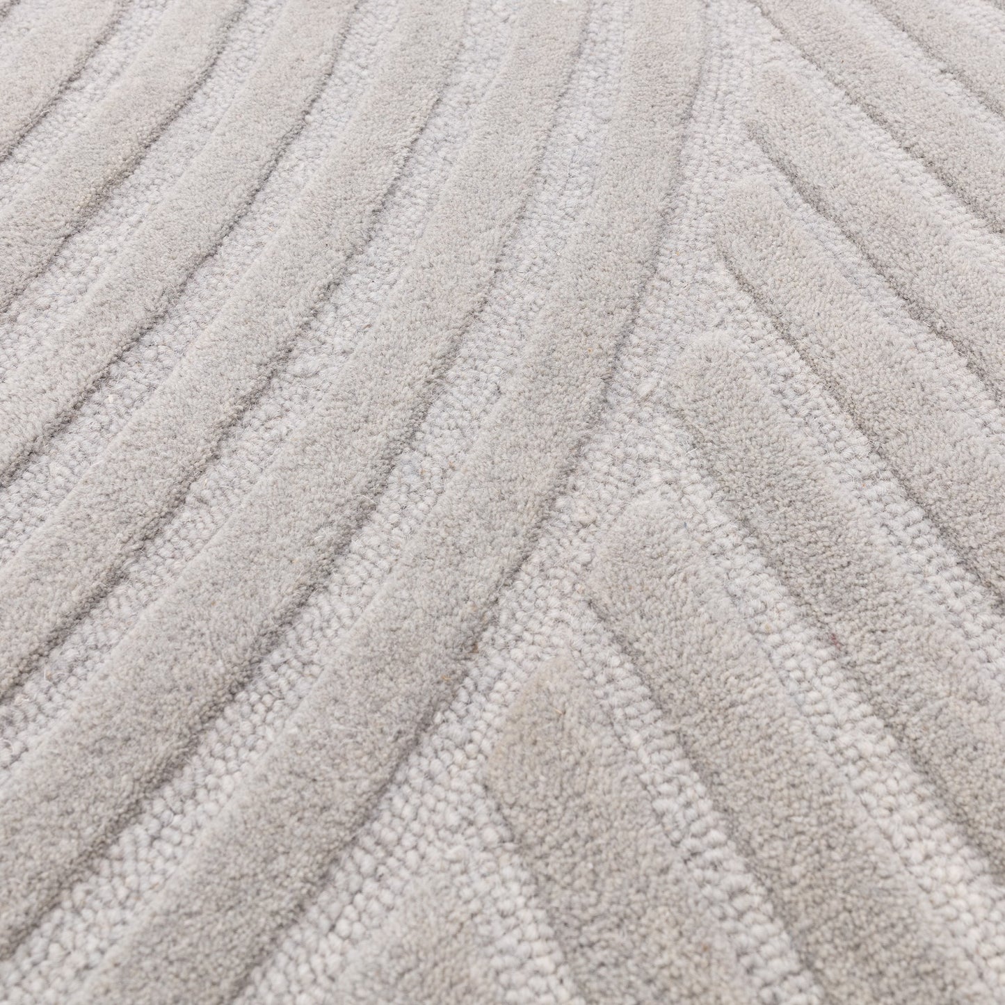 Hague Geometric Textured Wool Rugs in Silver Grey