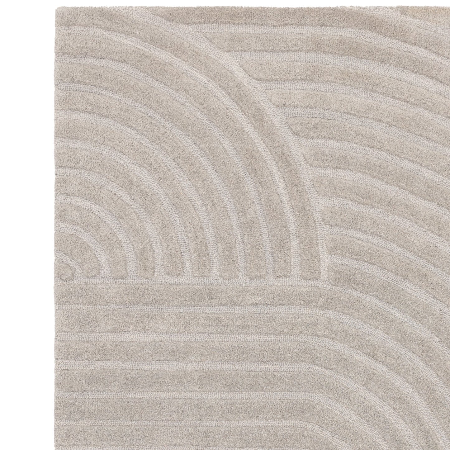 Hague Geometric Textured Wool Rugs in Silver Grey
