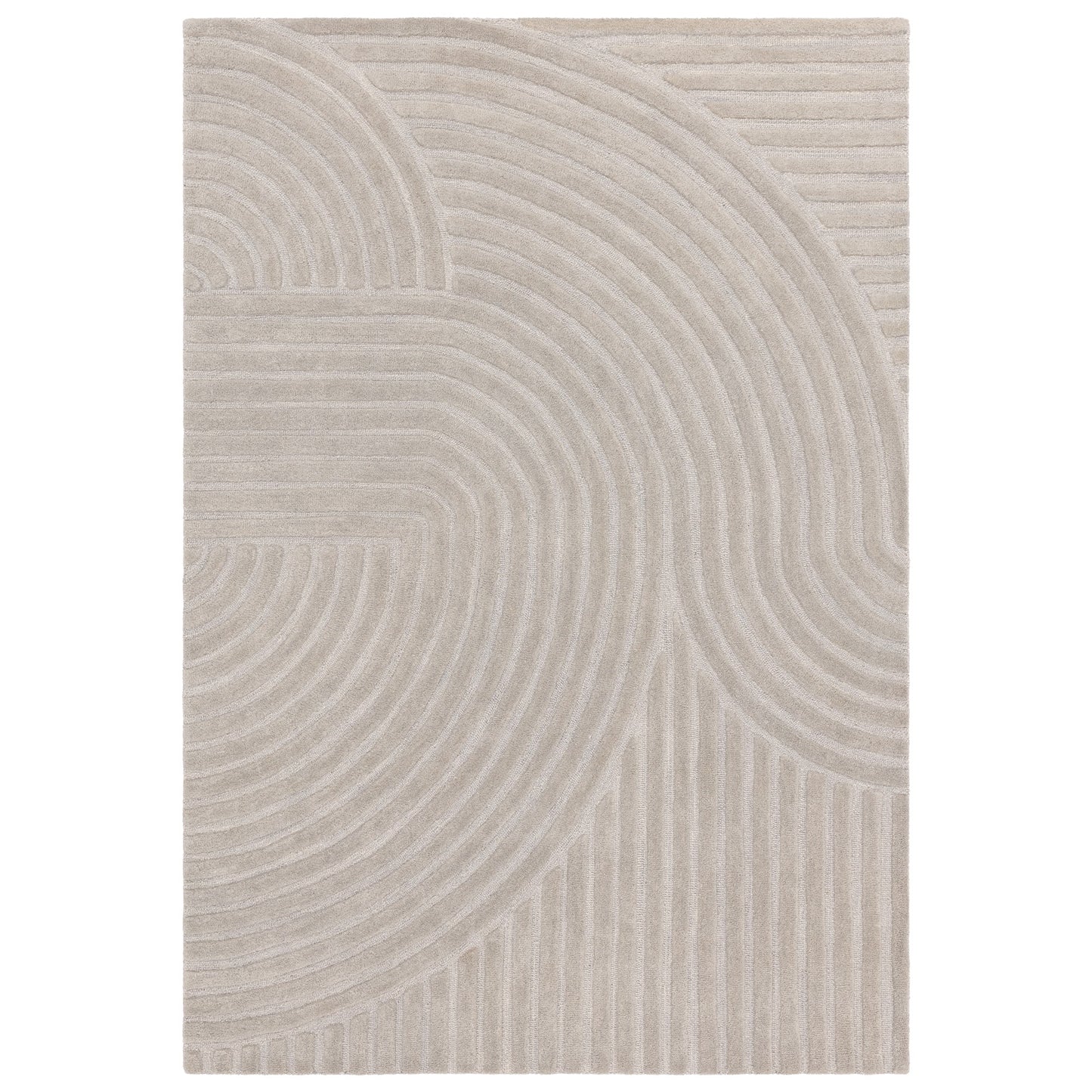 Hague Geometric Textured Wool Rugs in Silver Grey