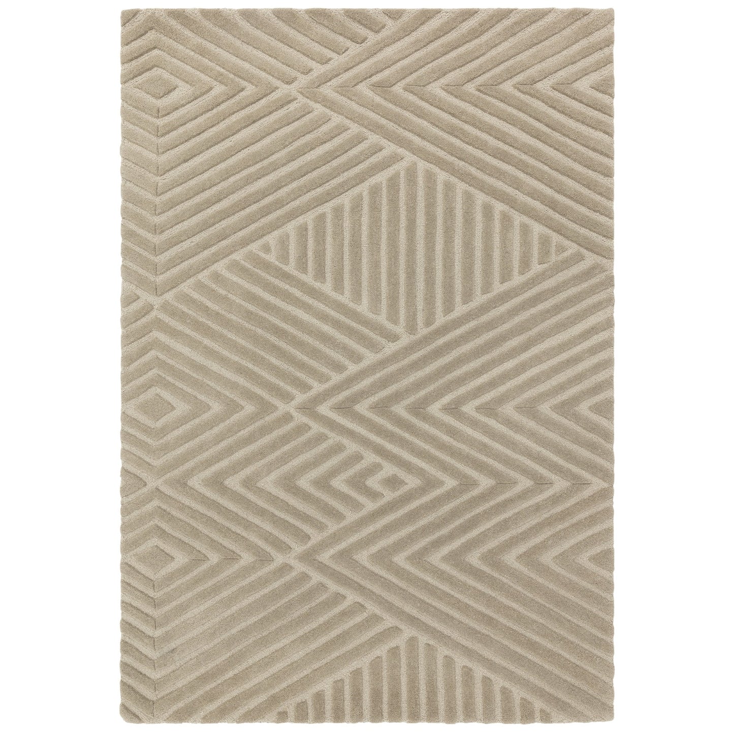 Hague Geometric Textured Wool Rugs in Taupe Brown