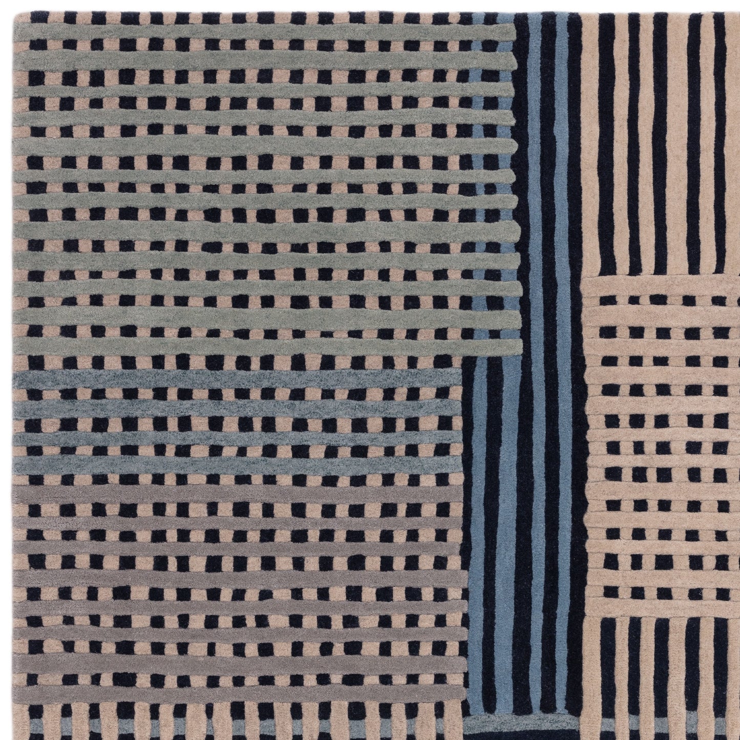 Aspect Modern Geometric Wool Rugs in Blue Multi
