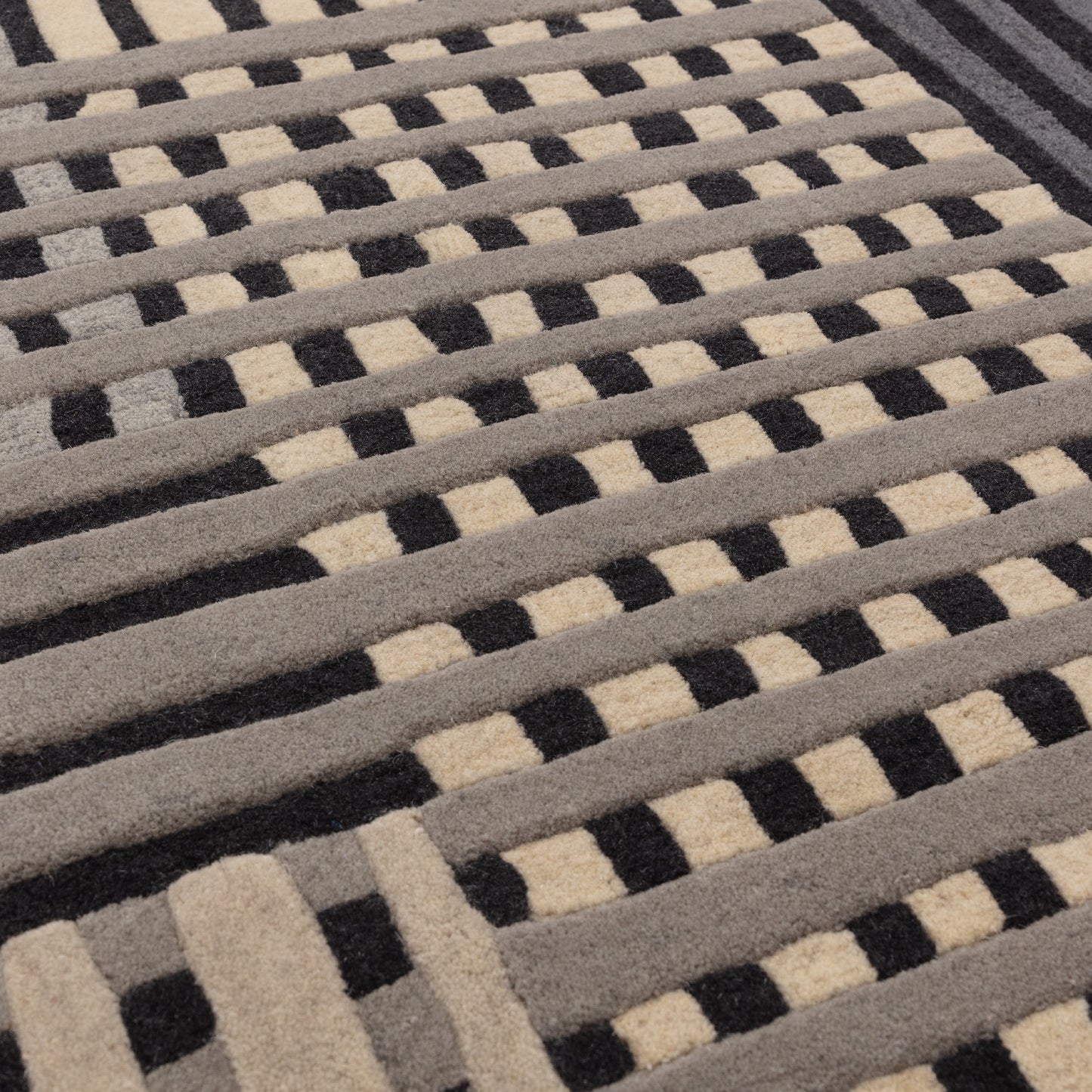 Aspect Modern Geometric Wool Rugs in Grey Multi
