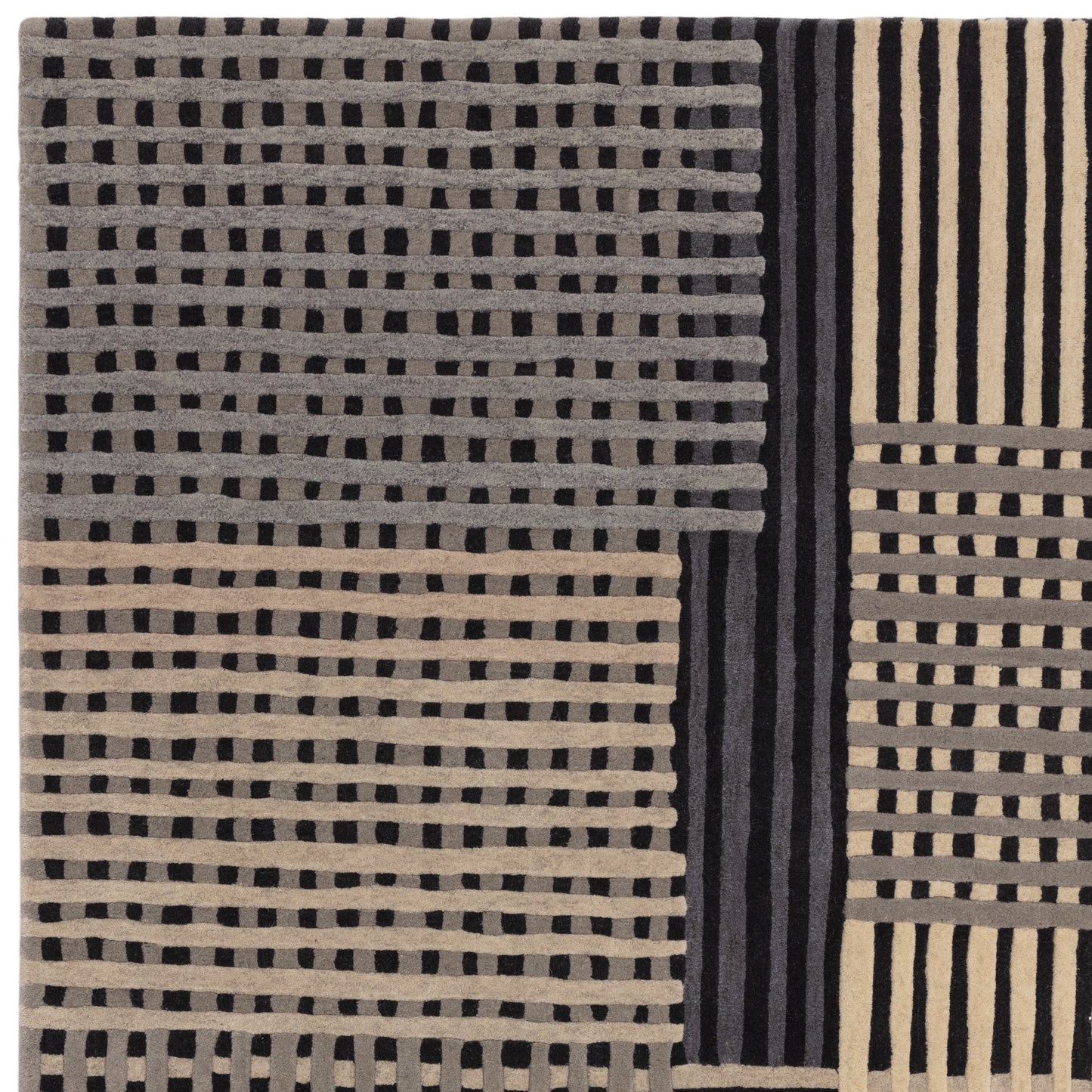 Aspect Modern Geometric Wool Rugs in Grey Multi