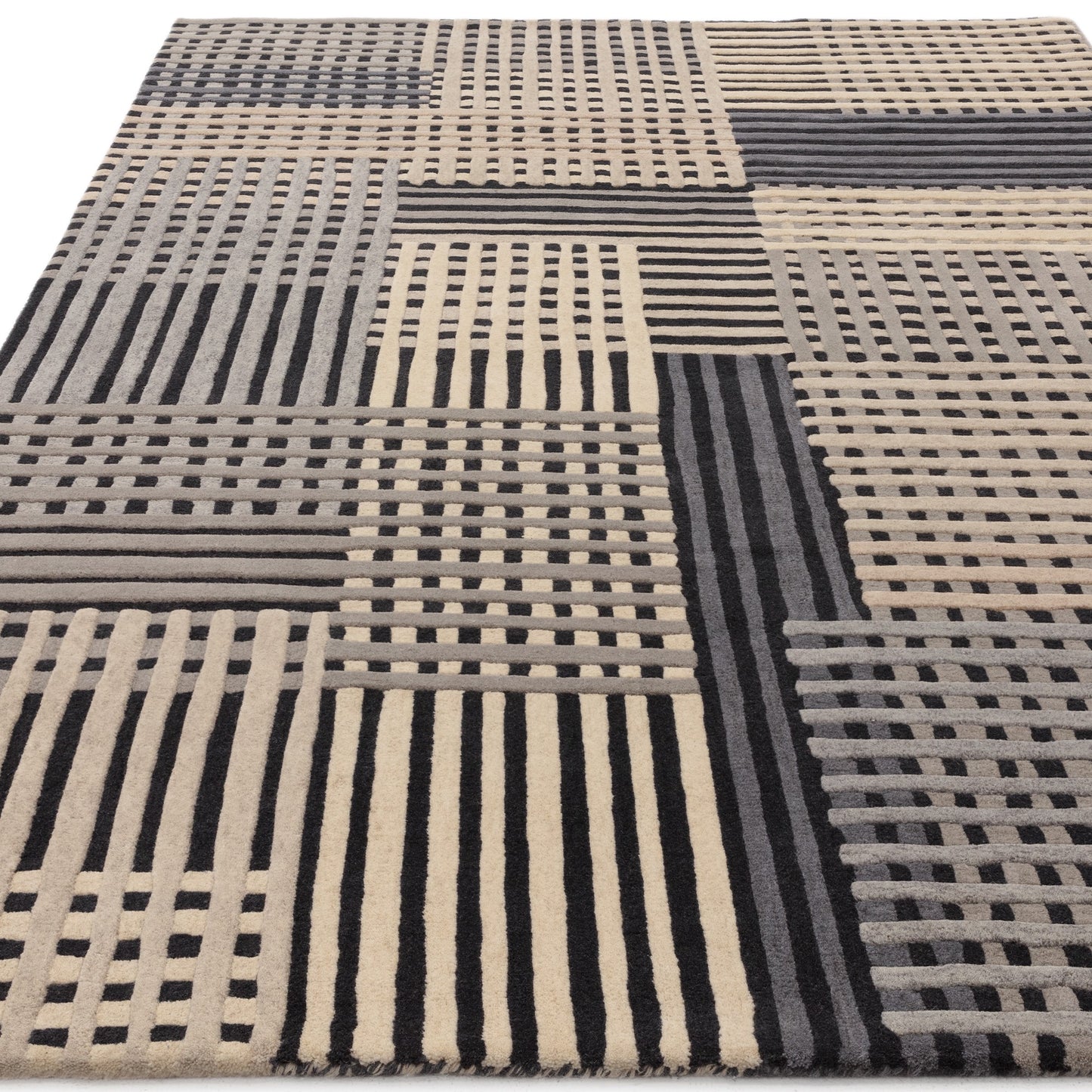 Aspect Modern Geometric Wool Rugs in Grey Multi