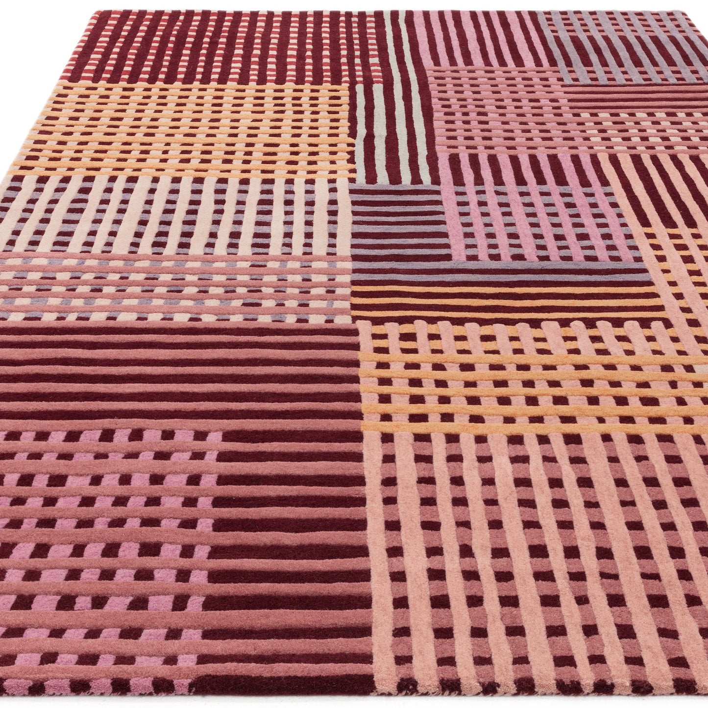 Aspect Modern Geometric Wool Rugs in Red Multi